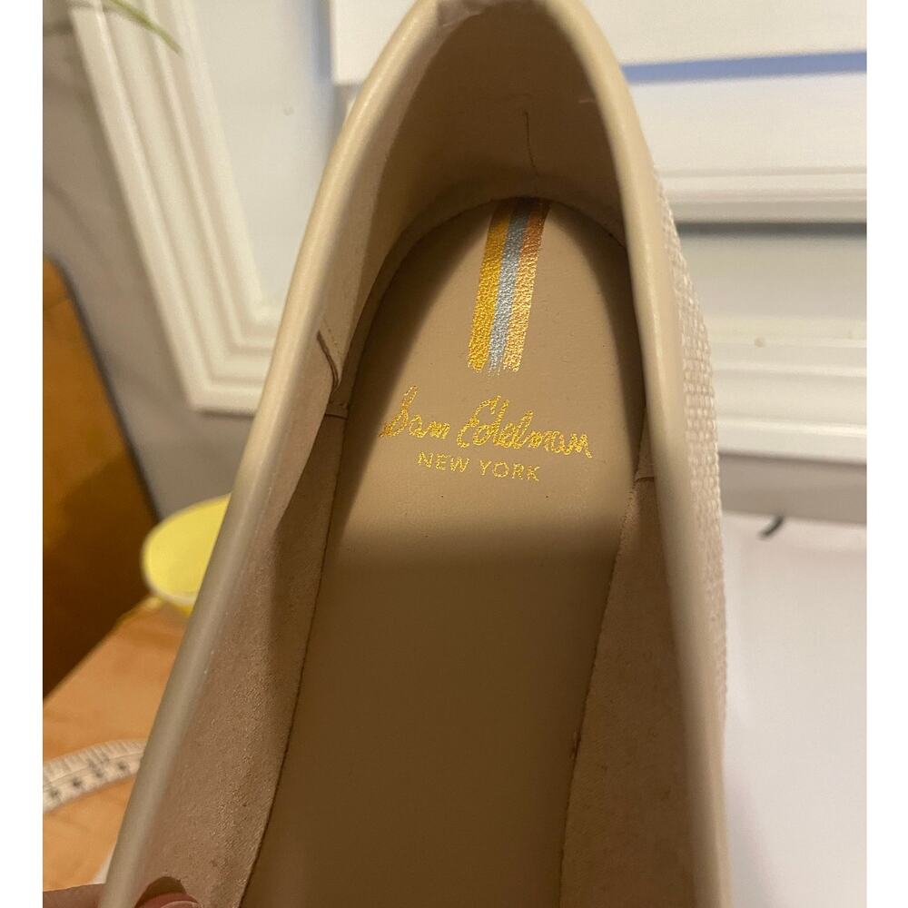 Sam Edelman Felicia Luxe Rattan Ballet Flats bow tan natural logo leather 9 - Picture 6 of 7